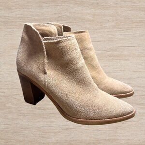 Dolce Vita Tan/Brown Suede Leather Booties Block Heel Pointed Toe Women’s Size 7